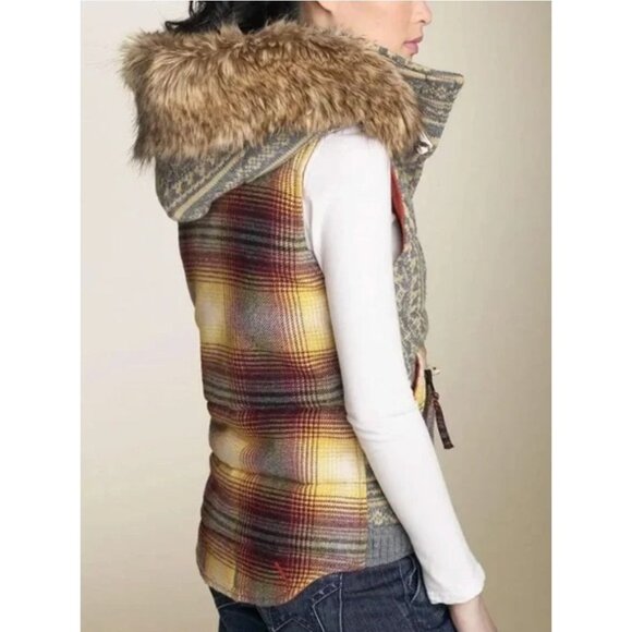 Da-Nang Womens Toggle Wool Removable Fur Hood Vest Jacket Size Small Gray FA EXC - Picture 3 of 12